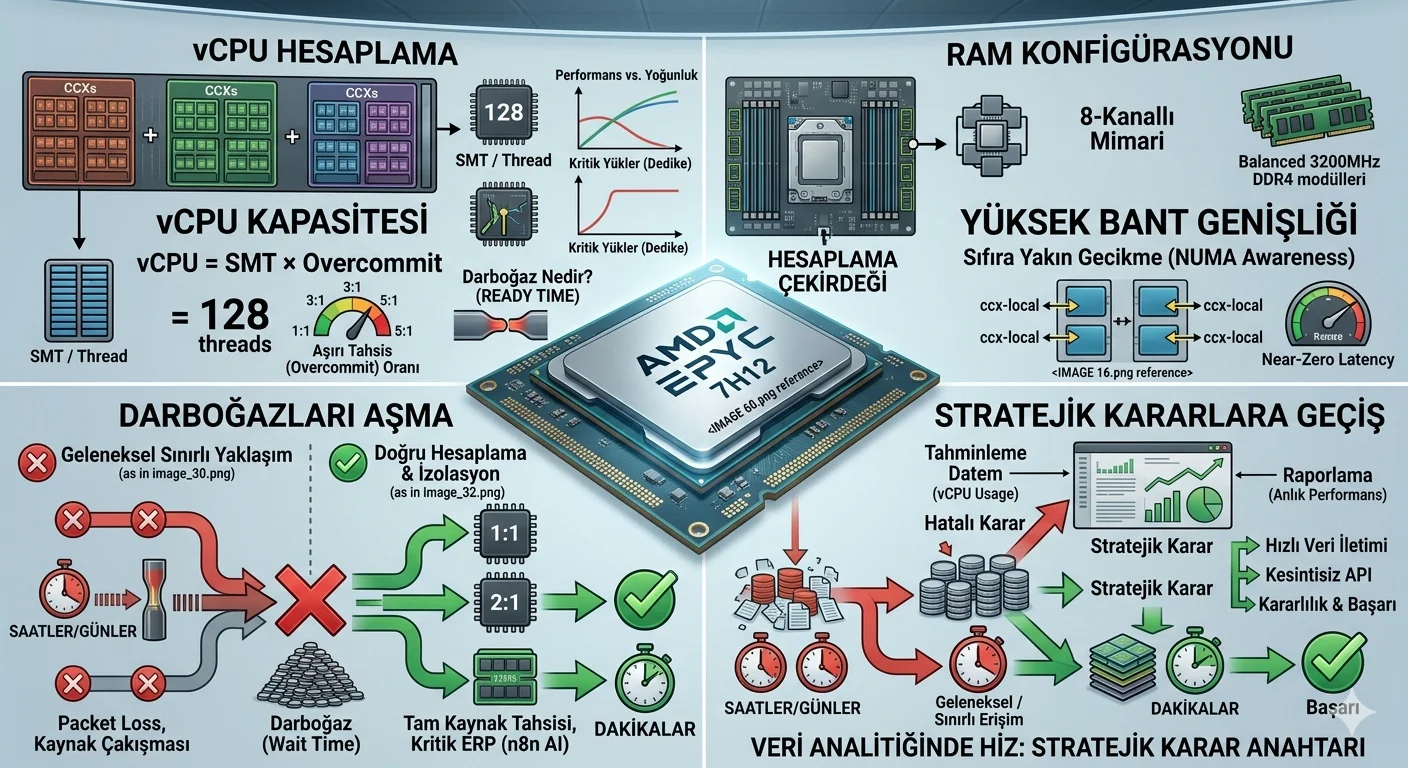 ERP sunucu kaynak planlaması — vCPU ve RAM hesabı görseli